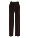 Circolo 1901 Brown Velvet Straight-leg Pants With Mid-rise Waist In Black