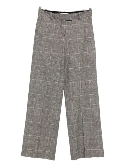Circolo 1901 Check Pattern Wide Leg Cotton Trousers In Brown