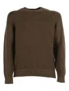 Circolo 1901 Brown Wool Sweater With Hammer Neckline And Ribbed Details In Brown