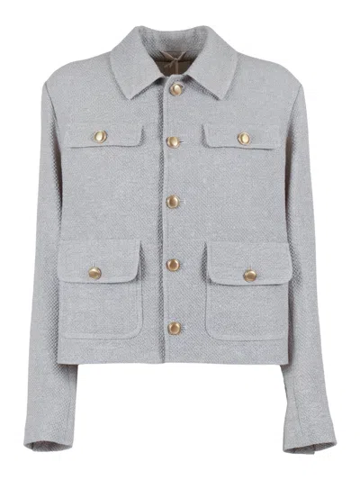 Circolo 1901 Cropped Jacket Li/co In Gray