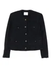 Circolo 1901 Cropped Textured Jacket With Decorative Metallic Buttons In Black