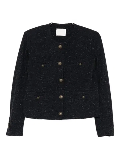 CIRCOLO 1901 CROPPED TEXTURED JACKET WITH DECORATIVE METALLIC BUTTONS