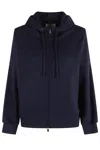 Circolo 1901 Dark Blue Sweatshirt With Drawstring Hood In Blue