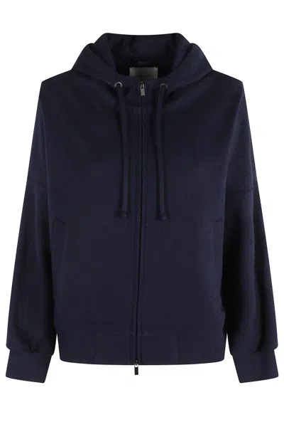 CIRCOLO 1901 DARK BLUE SWEATSHIRT WITH DRAWSTRING HOOD
