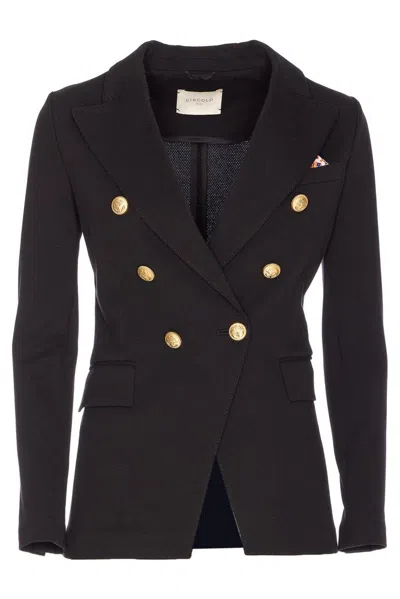 Circolo 1901 Velvet Double Breasted Jacket In Black