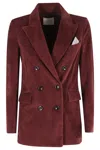 Circolo 1901 Double-breasted Corduroy Jacket With Flap Pockets In Burgundy