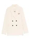 Circolo 1901 Double-breasted Beige Jacket With Notch Lapels In Multi