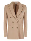 Circolo 1901 Double-breasted Wool Knit Blazer In Brown