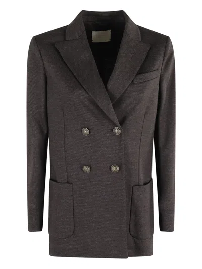 Circolo 1901 Double-breasted Wool-blend Jacket In Brown