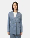 Circolo 1901 Double-breasted Blazer  In Mixed Linen And Cotton - Dark Ash