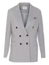 Circolo 1901 Structured Double-breasted Jacket With V-neck In Grau