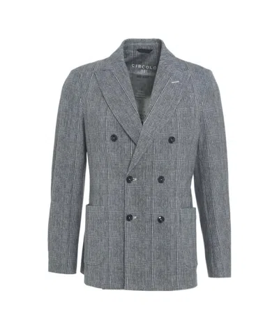 Circolo 1901 Double-breasted Blazer In Glen Check In Blue