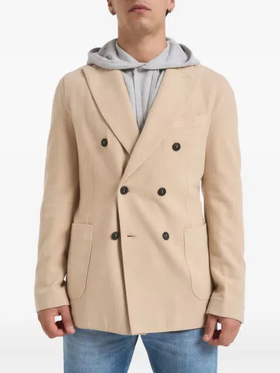 Circolo 1901 Beige Double-breasted Blazer With Classic Lapel And Patch Pockets In Neutral