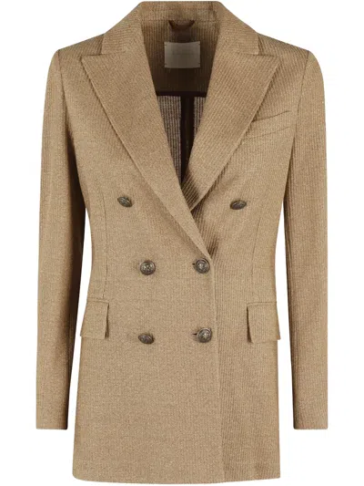 Circolo 1901 Double-breasted Jacket With Decorative Pocket Square In Yellow