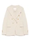 Circolo 1901 Double-breasted Cotton Jacket With Rear Vent In Neutrals