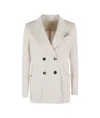 Circolo 1901 Tailored Double-breasted Jacket With Textured Finish In Neutral