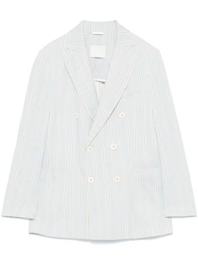 Circolo 1901 Double-breasted Blazer With Light Striped Pattern In Blue