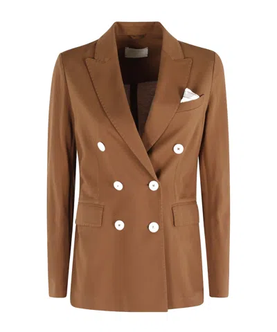 Circolo 1901 Double-breasted Lightweight Blazer In Brown
