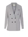 Circolo 1901 Double-breasted Cotton Jacket With American Rear Vent In Grey
