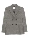 Circolo 1901 Double-breasted Checked Cotton Jacket In Gray