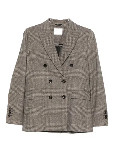 Circolo 1901 Double-breasted Checked Jacket In Gray