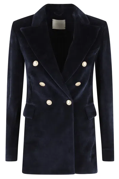 Circolo 1901 Double-breasted Chenille Jacket In Blue