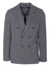 Circolo 1901 Double-breasted Chevron Jacket Pockets In Gray