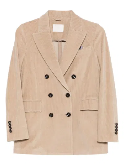 Circolo 1901 Double-breasted Corduroy Blazer In Neutral