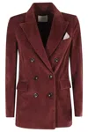 Circolo 1901 Double-breasted Corduroy Jacket With Flap Pockets In Burgundy
