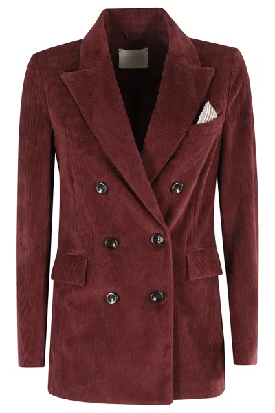 CIRCOLO 1901 DOUBLE-BREASTED CORDUROY JACKET WITH FLAP POCKETS