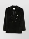 Circolo 1901 Double-breasted Cotton Jacket Featuring Pockets In Black