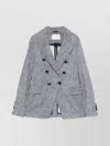 Circolo 1901 Double-breasted Cotton Jacket With American Rear Vent In Gray