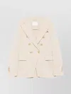 Circolo 1901 Double-breasted Cotton Jacket With Rear Vent In Nude