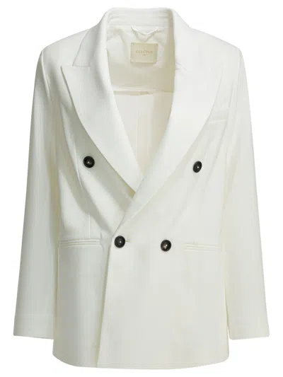 Circolo 1901 Tailored Cotton Jacket Front Pockets Lapel In White