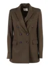 Circolo 1901 Double-breasted Jacket With Notched Lapel And Tailored Silhouette In Green