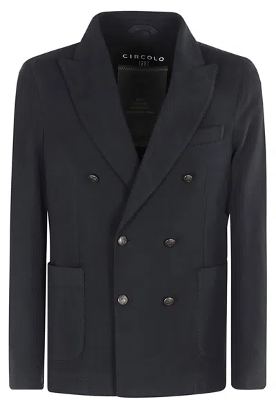 Circolo 1901 Double-breasted Jersey Jacket In Blue