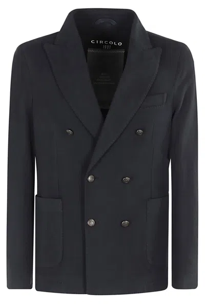 Circolo 1901 Double-breasted Jersey Jacket In Blue