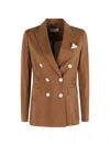 Circolo 1901 Double-breasted Lightweight Blazer In Brown
