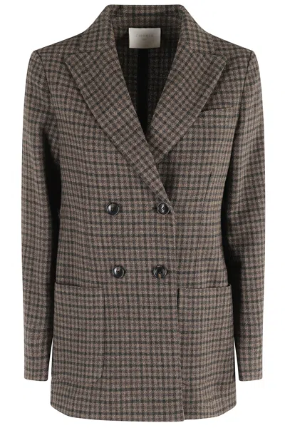 Circolo 1901 Checked Double-breasted Blazer In Brown