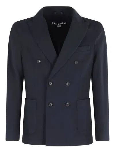 Circolo 1901 Double-breasted Patch-pocket Jacket In Blue