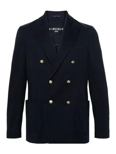 Circolo 1901 Double-breasted Pique Jacket In Blue