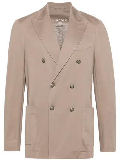 Circolo 1901 Men's Sand Brown Double-breasted Pique Jacket For Ss24 In Grey