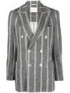 Circolo 1901 Double-breasted Striped Blazer In Schwarz