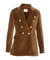 Circolo 1901 Double-breasted Suede Jacket In Brown