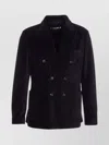 Circolo 1901 Double-breasted Suede Jacket Front Pockets In Blue