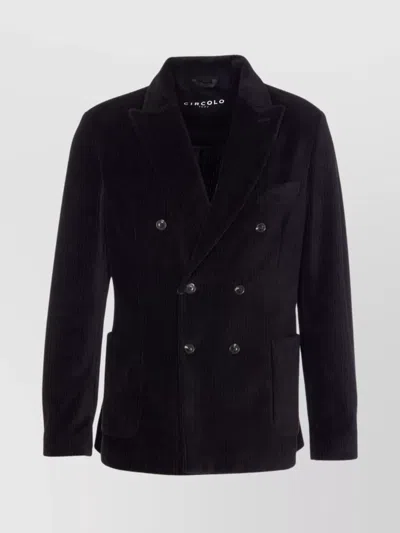 CIRCOLO 1901 DOUBLE-BREASTED SUEDE JACKET FRONT POCKETS