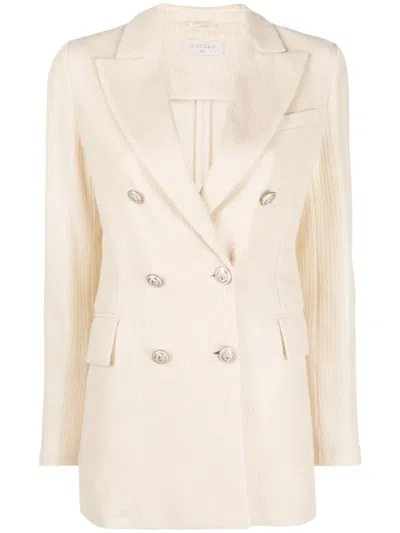 Circolo 1901 Double-breasted Textured Blazer In Neutrals