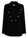 Circolo 1901 Double-breasted Cotton Jacket Featuring Pockets In Black