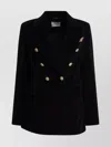 Circolo 1901 Double-breasted Cotton Jacket Featuring Pockets In Black