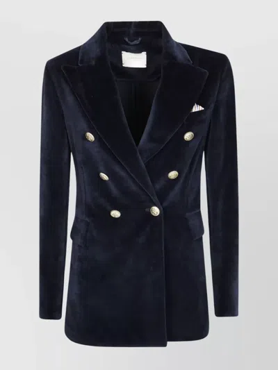Circolo 1901 Double Breasted Velvet Jacket With Gold Buttons In Black